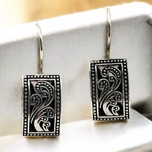 Vintage Silpada 925 Sterling Silver Paisley Filigree Earrings W1762 EUC Signed!